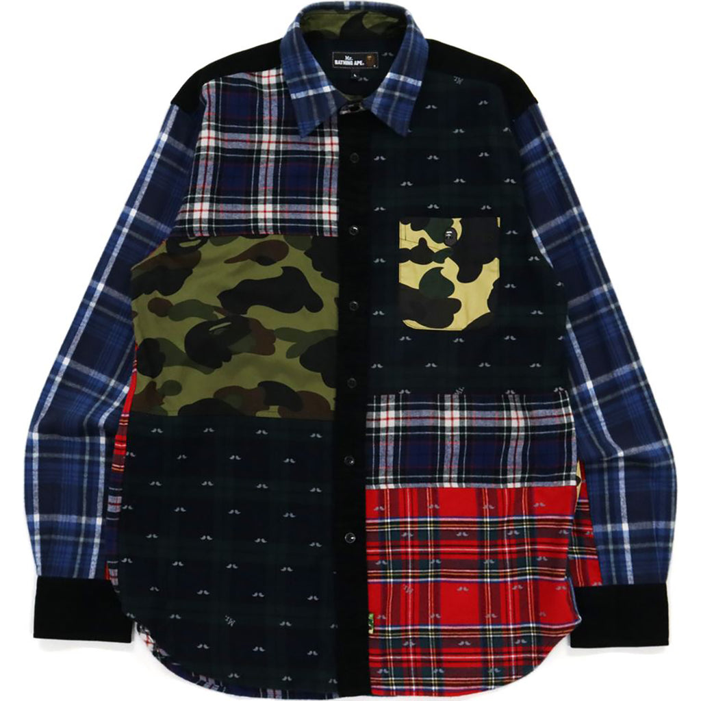 MR. BATHING APE FLANNEL CHECK MULTI PATTERN SHIRT MENS