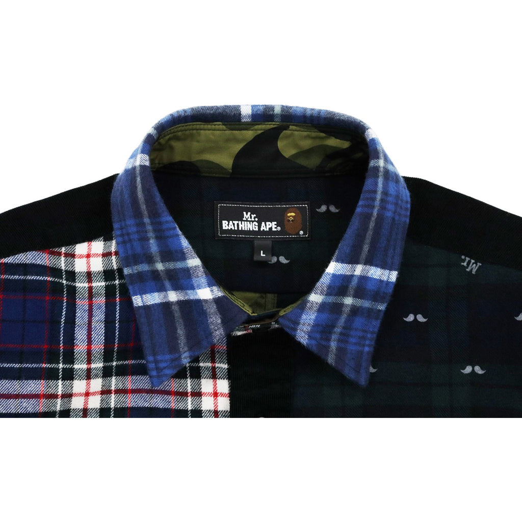 MR. BATHING APE FLANNEL CHECK MULTI PATTERN SHIRT MENS