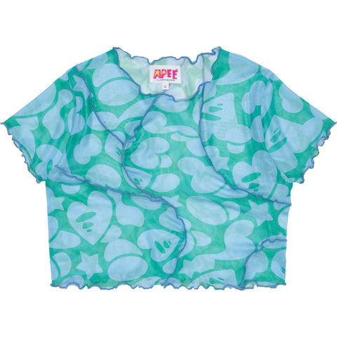 APEE PATTERN MESH CROP TOP LADIES
