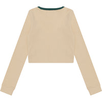 APEE RIBBED TOP WITH COLOR MIXED COLLAR LADIES