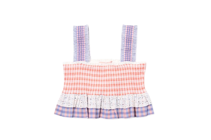 BAPY PATCHWORK CHECKED SLEEVELESS TOP LADIES